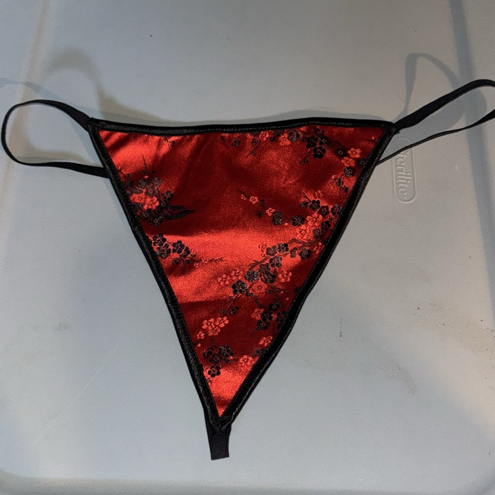 Red Floral Satin GString Pantie plus Sz 6X nwot bundle item only